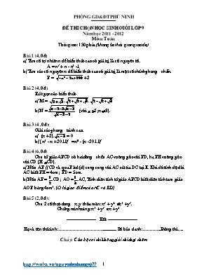 Đề HSG Toán 9 huyện Phù Ninh 2011-2012